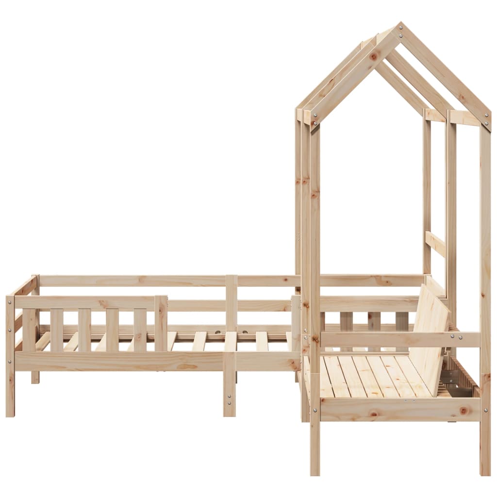 Bed and Bench Set with Roof without Mattress 90x200 cm