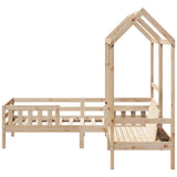 Bed and Bench Set with Roof without Mattress 90x200 cm