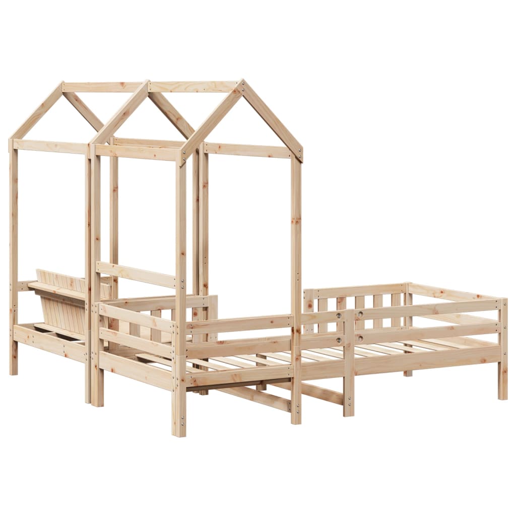 Bed and Bench Set with Roof without Mattress 90x200 cm