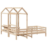 Bed and Bench Set with Roof without Mattress 90x200 cm