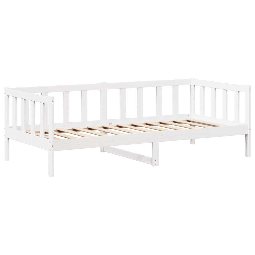 Day Bed and Bench Set with Roof without Mattress White 80x200 cm