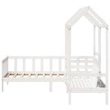 Day Bed and Bench Set with Roof without Mattress White 80x200 cm