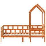 Day Bed with Roof without Mattress Wax Brown 90x200 cm Solid Wood