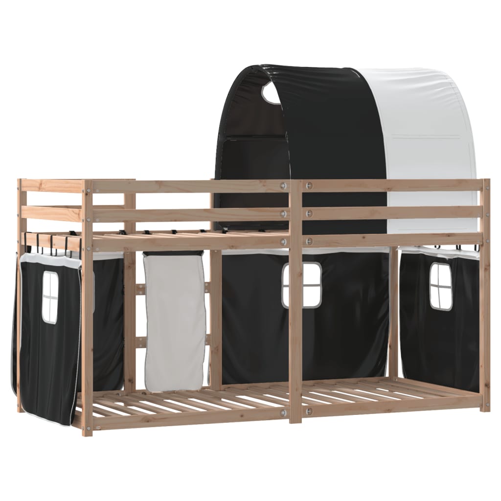 Bunk Bed without Mattress White&Black 90x190 cm Single Solid Wood Pine