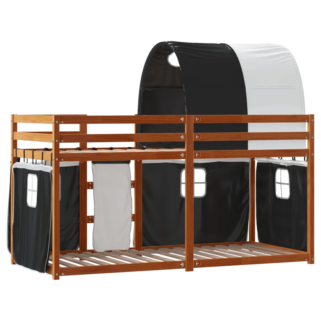 Bunk Bed without Mattress White&Black 90x190 cm Single Solid Wood Pine