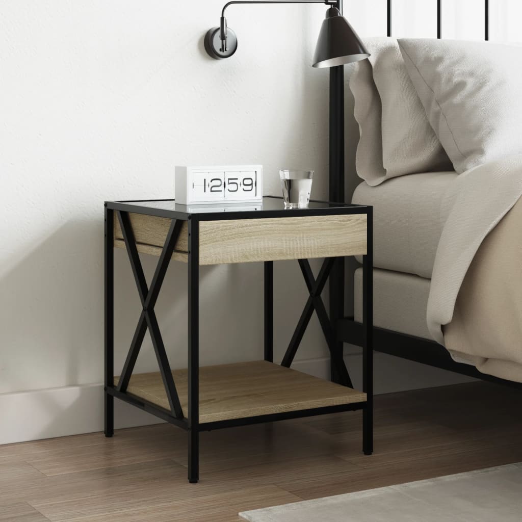 Bedside Table with Infinity LED Sonoma Oak 40x40x49 cm