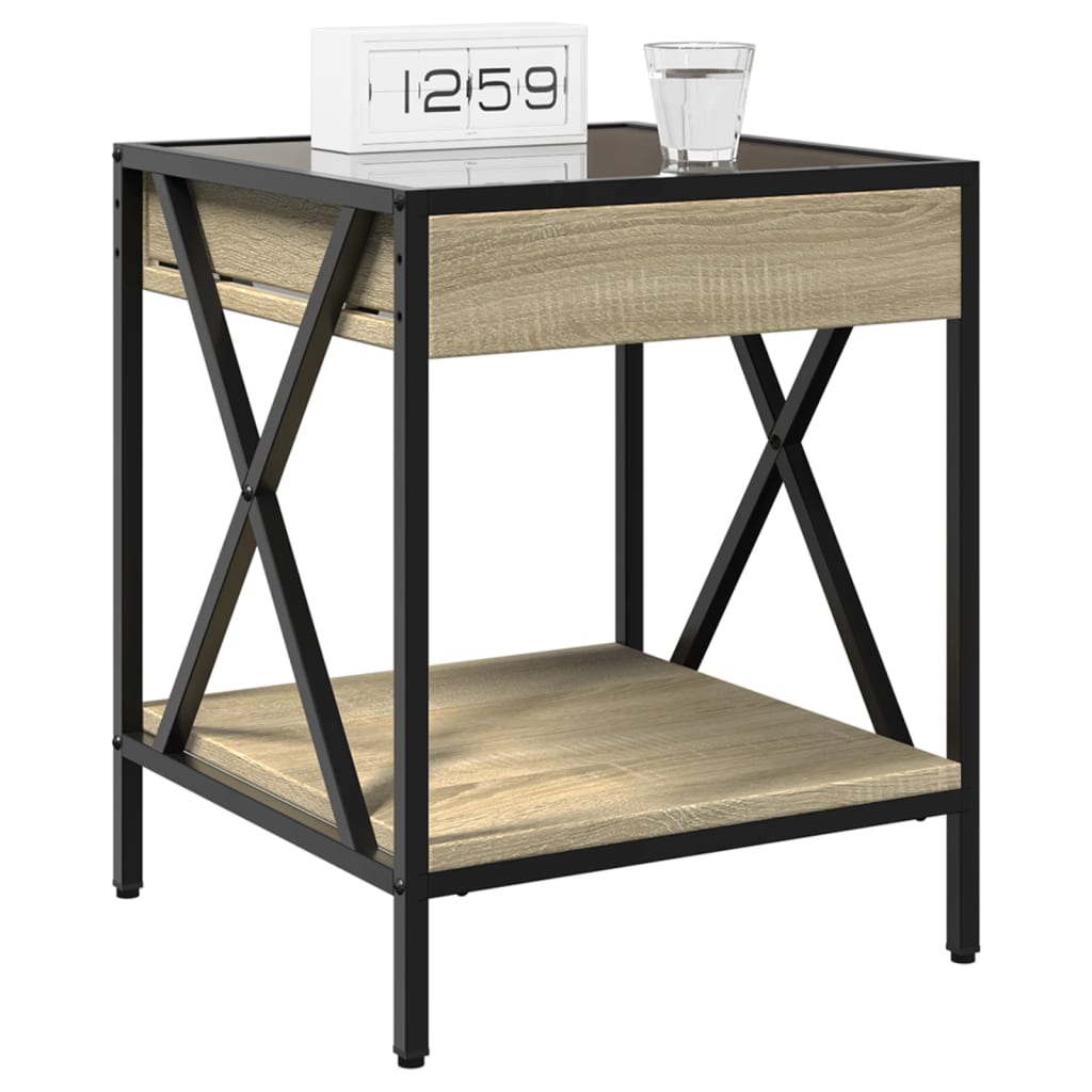 Bedside Table with Infinity LED Sonoma Oak 40x40x49 cm