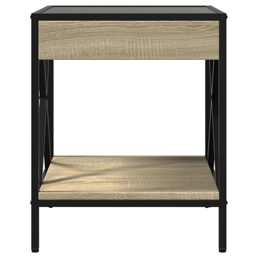 Bedside Table with Infinity LED Sonoma Oak 40x40x49 cm