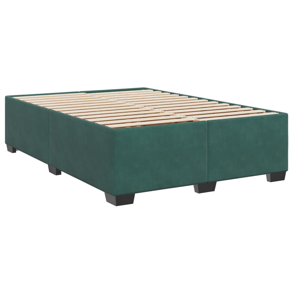 Box Spring Bed with Mattress Dark Green 140x200 cm Velvet