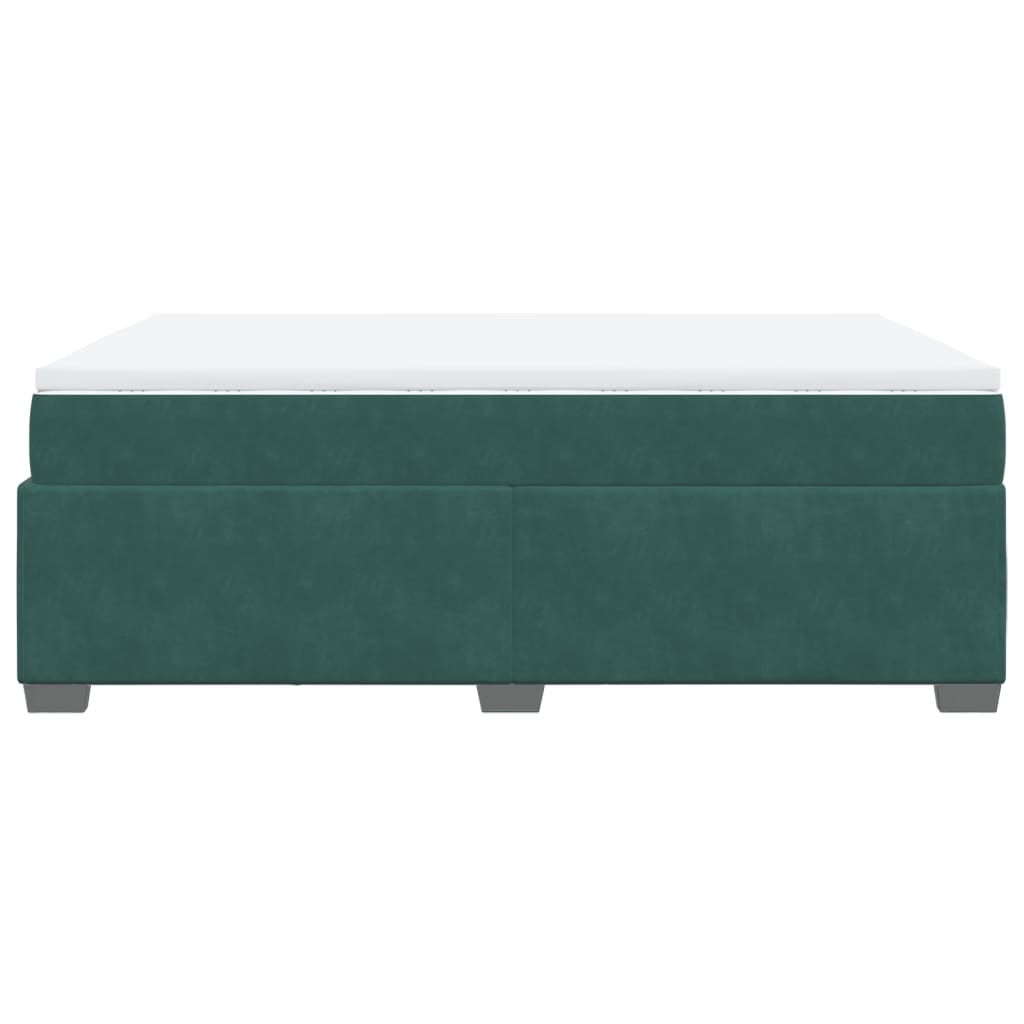 Box Spring Bed with Mattress Dark Green 140x200 cm Velvet