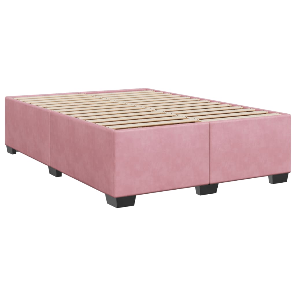 Box Spring Bed with Mattress Pink 140x200 cm Velvet