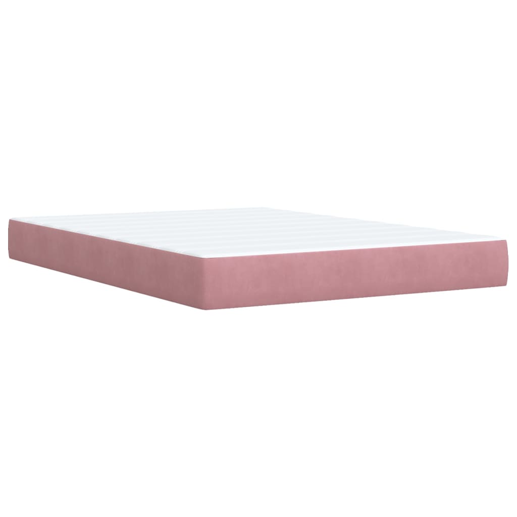 Box Spring Bed with Mattress Pink 140x200 cm Velvet