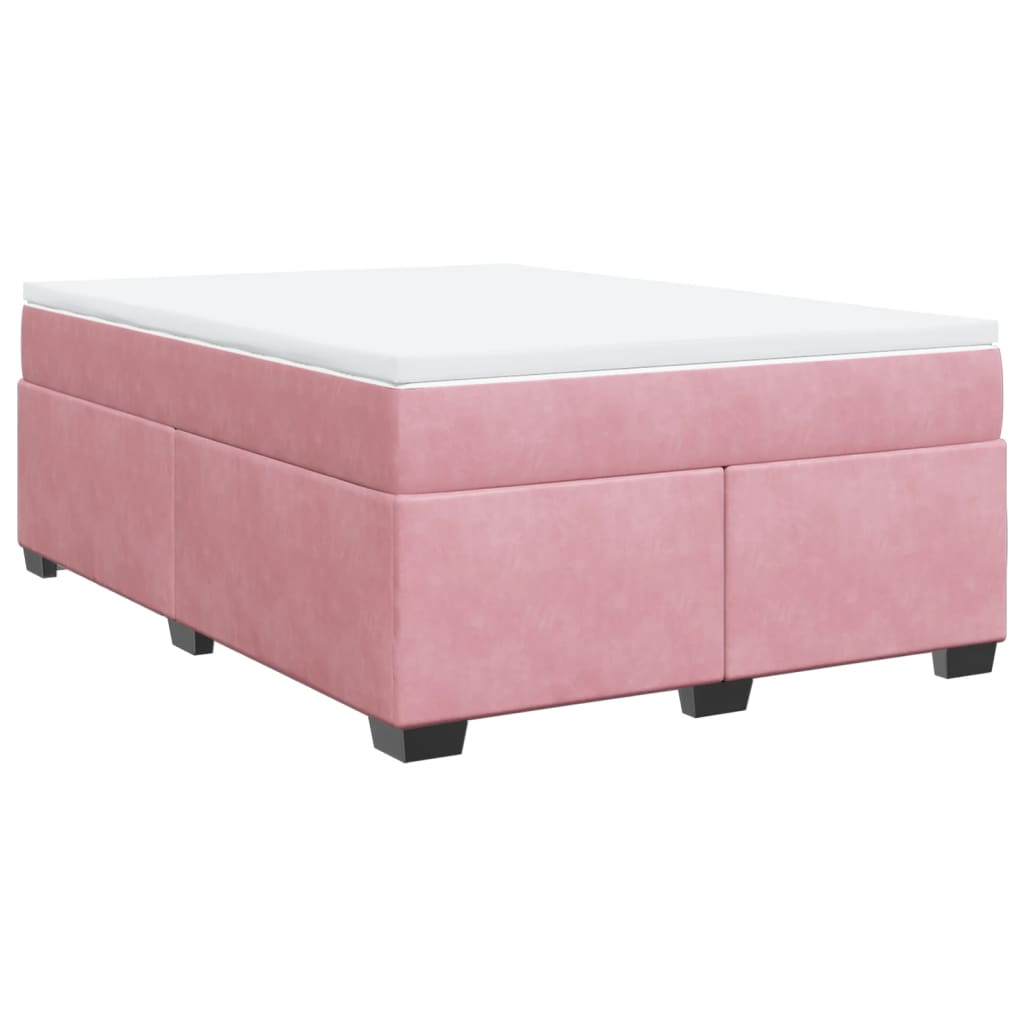 Box Spring Bed with Mattress Pink 140x200 cm Velvet