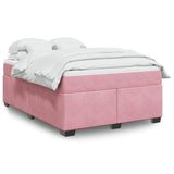 Box Spring Bed with Mattress Pink 140x200 cm Velvet