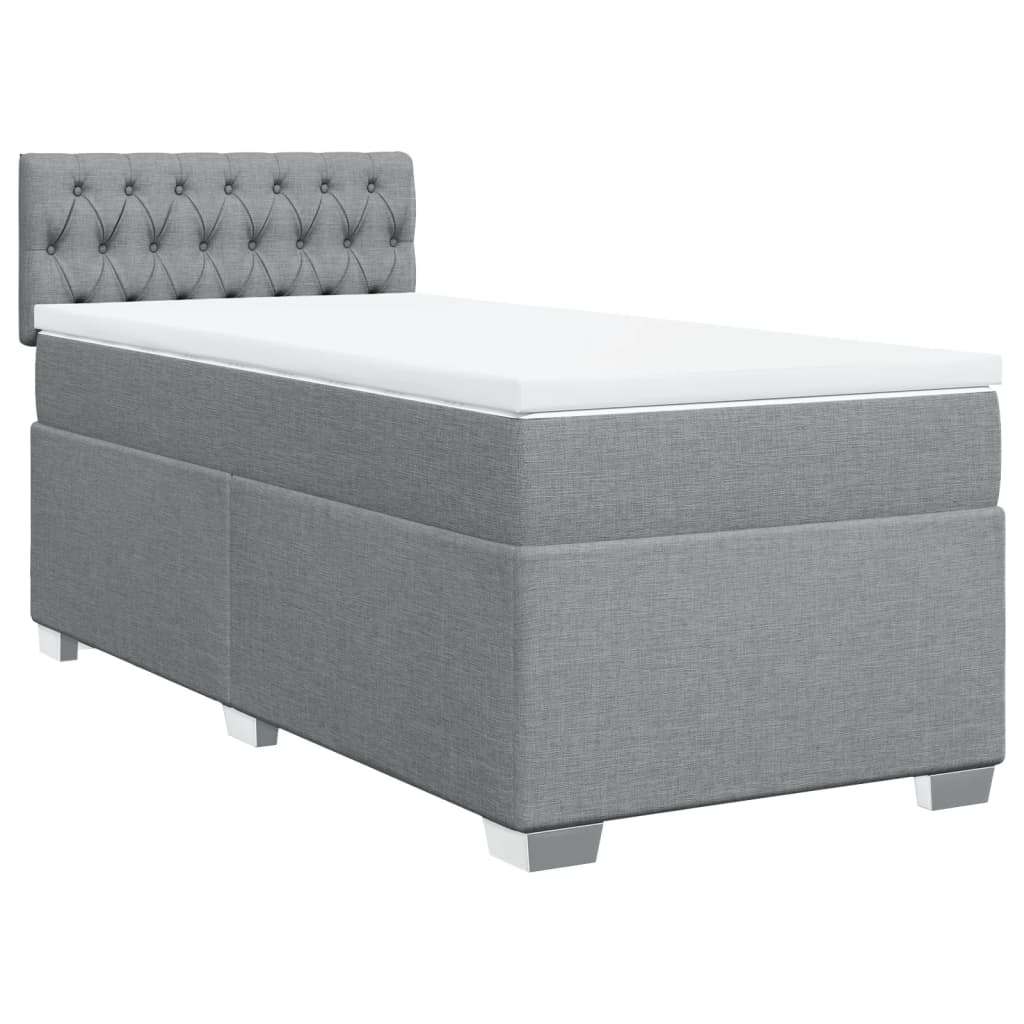 Box Spring Bed with Mattress Light Grey 100x200 cm Fabric