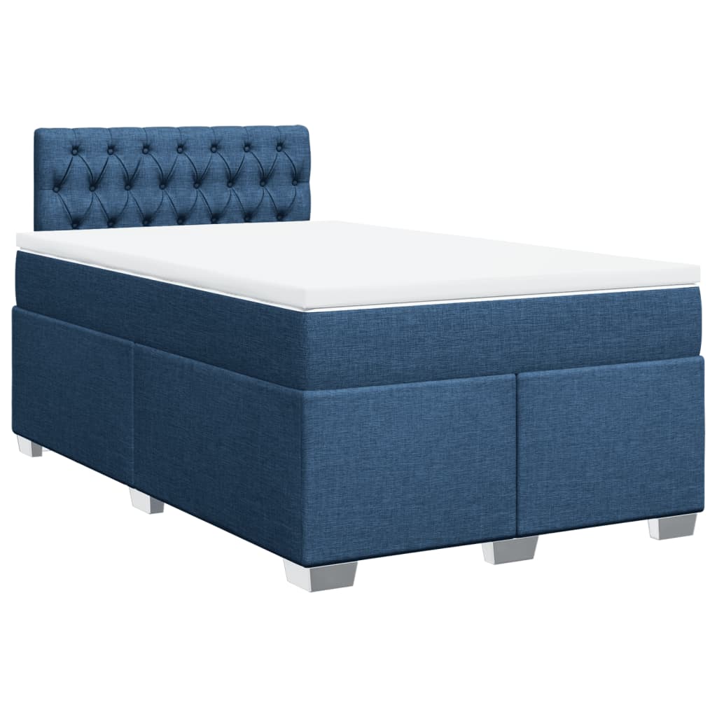 Box Spring Bed with Mattress Blue 120x200 cm Fabric