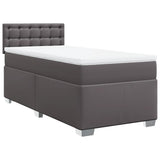 Box Spring Bed with Mattress Grey 90x190 cm Faux Leather