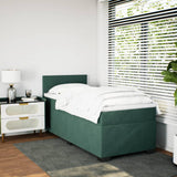 Box Spring Bed with Mattress Dark Green 90x190 cm Velvet