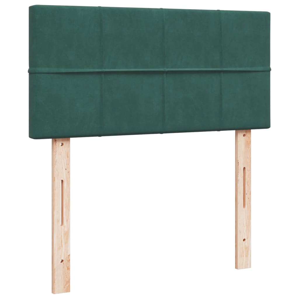 Box Spring Bed with Mattress Dark Green 90x190 cm Velvet