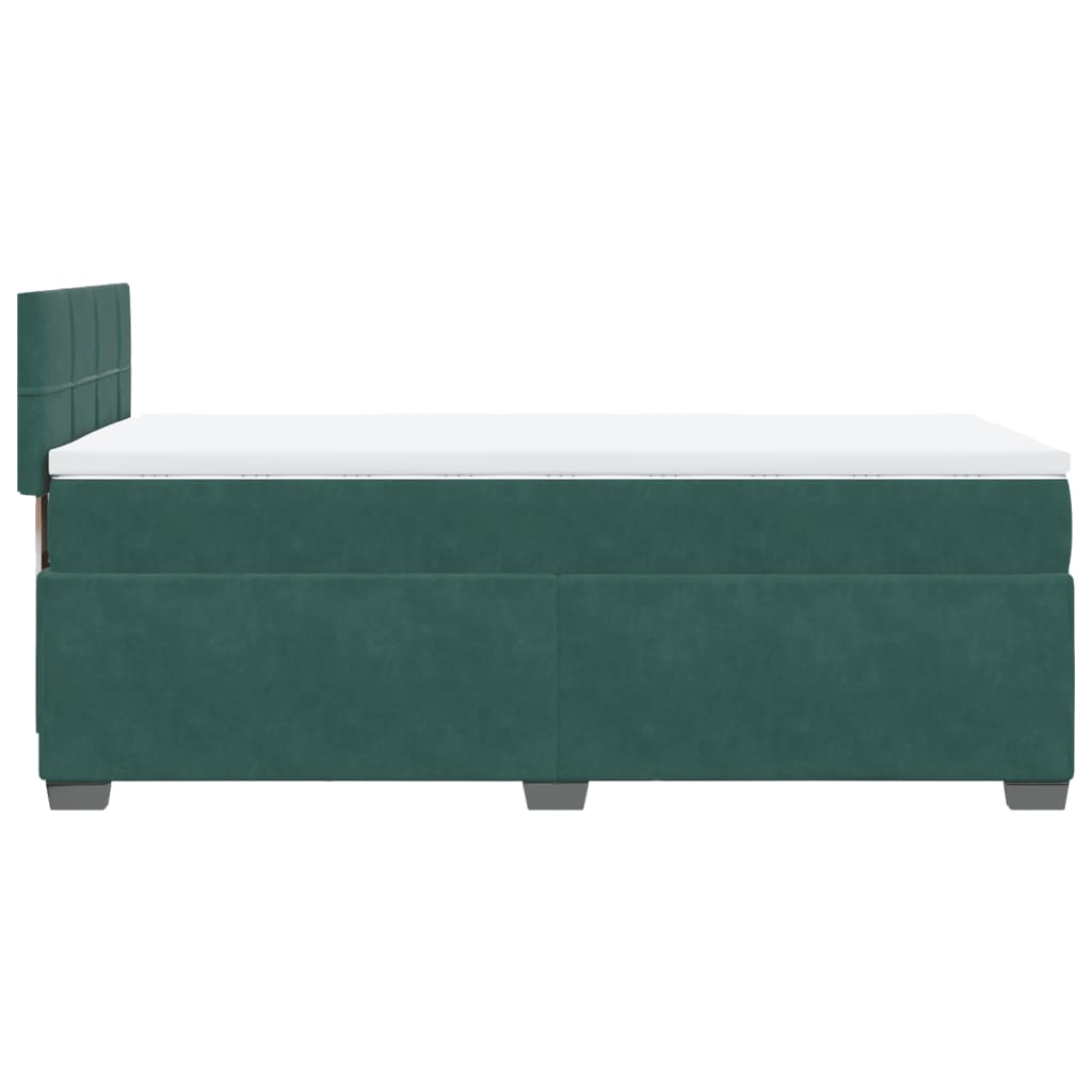 Box Spring Bed with Mattress Dark Green 90x190 cm Velvet