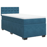 Box Spring Bed with Mattress Dark Blue 90x200 cm Velvet