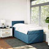 Box Spring Bed with Mattress Dark Blue 90x200 cm Velvet