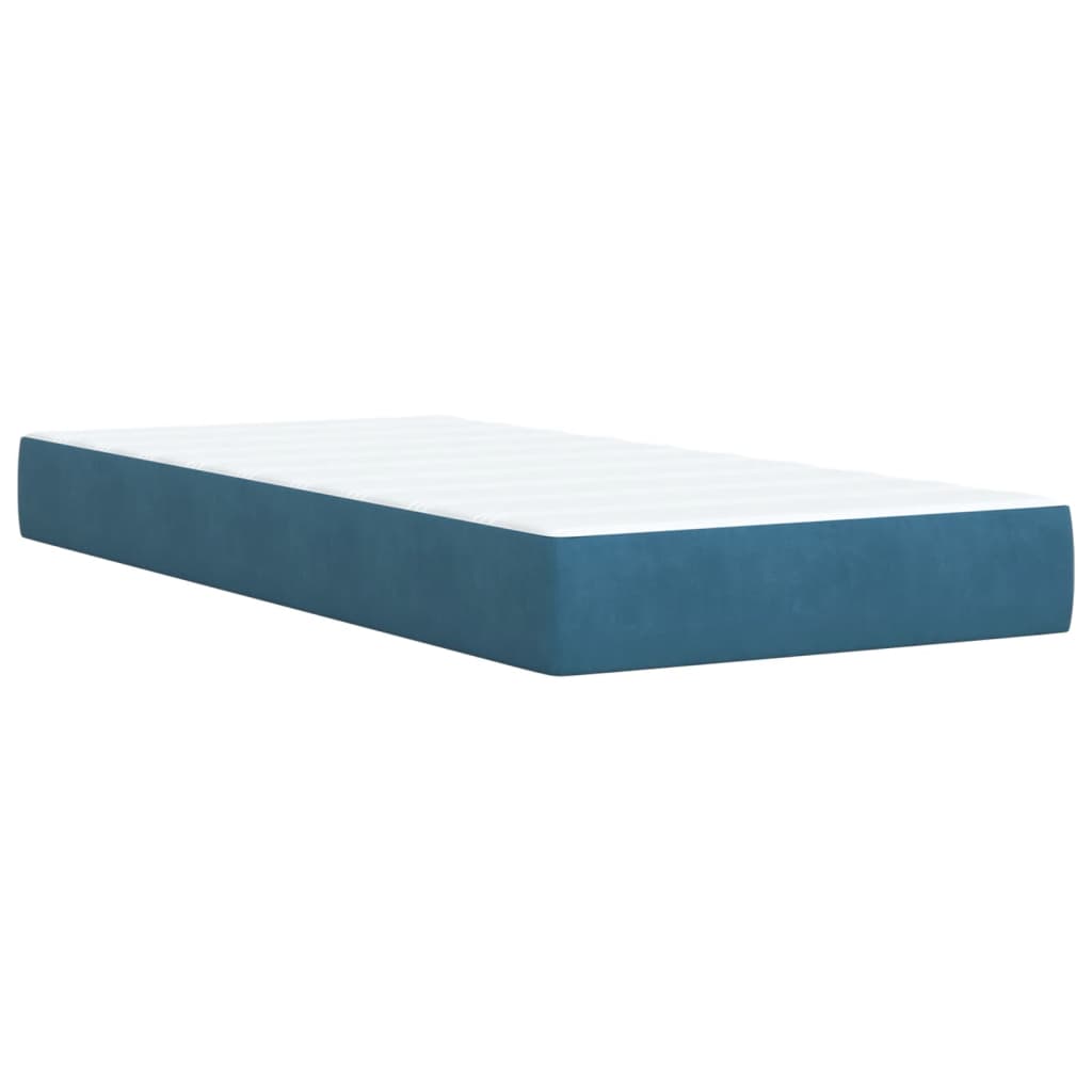 Box Spring Bed with Mattress Dark Blue 90x200 cm Velvet