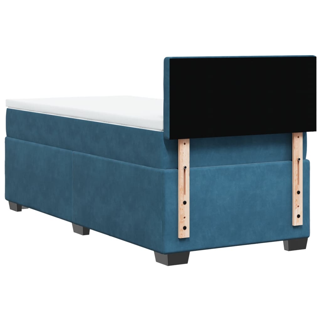 Box Spring Bed with Mattress Dark Blue 90x200 cm Velvet