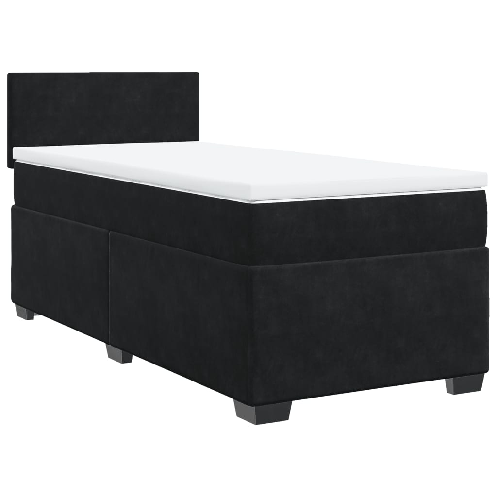 Box Spring Bed with Mattress Black 100x200 cm Velvet