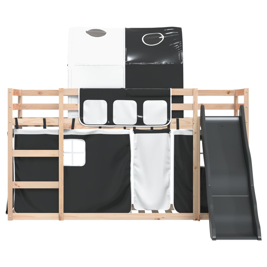 Bunk Bed without Mattress with Slide White and Black 90x190 cm Single