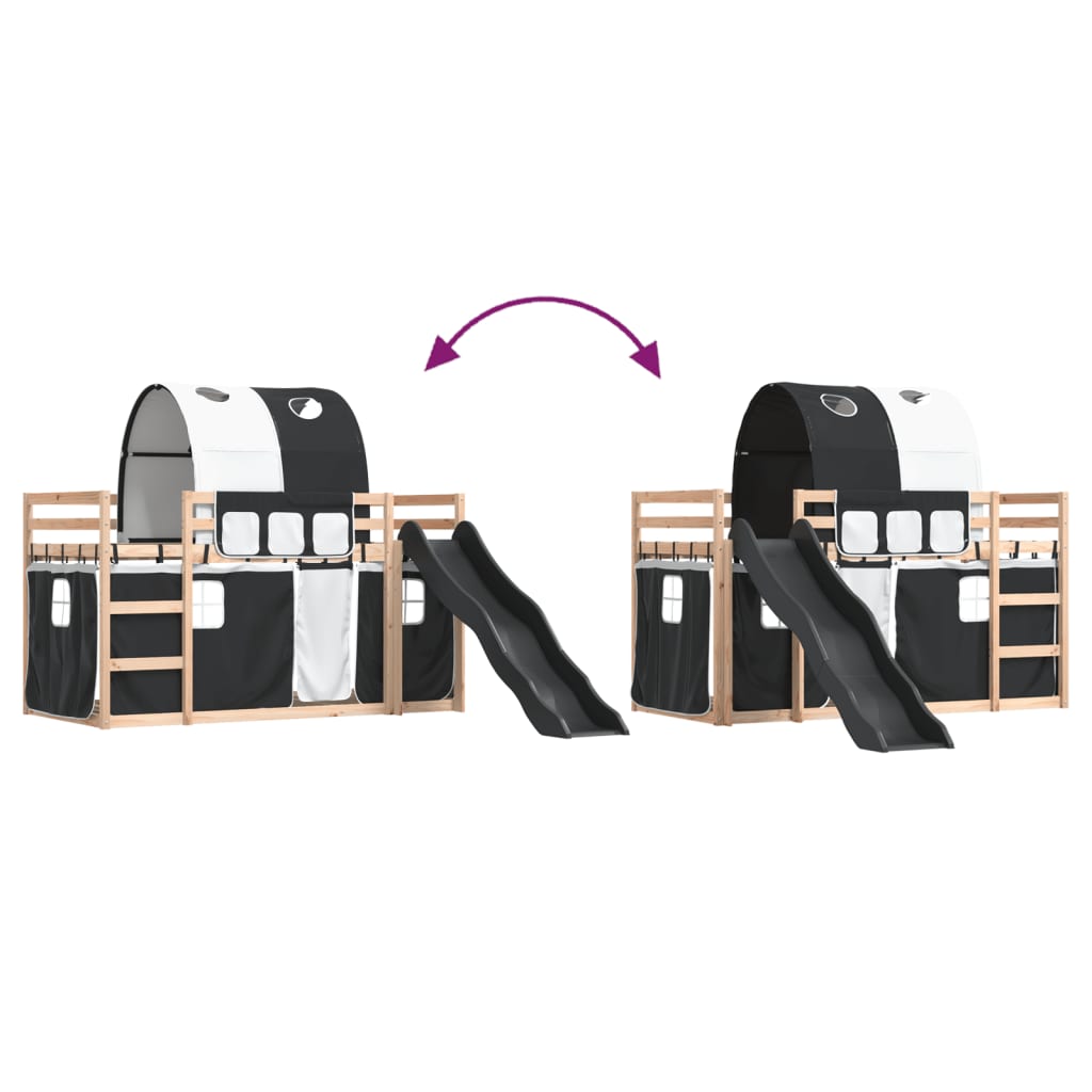 Bunk Bed without Mattress with Slide White and Black 90x190 cm Single