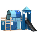 Bunk Bed without Mattress with Slide and Curtains Blue 80x200 cm