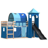 Bunk Bed without Mattress with Slide and Curtains Blue 80x200 cm