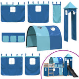 Bunk Bed without Mattress with Slide and Curtains Blue 80x200 cm