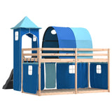 Bunk Bed without Mattress with Slide and Curtains Blue 80x200 cm