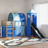 Bunk Bed without Mattress with Slide and Curtains Blue 80x200 cm