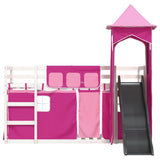 Bunk Bed without Mattress with Slide and Curtains Pink 90x200 cm