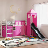 Bunk Bed without Mattress with Slide and Curtains Pink 90x200 cm