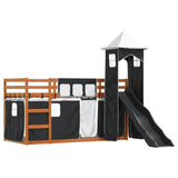 Bunk Bed without Mattress with Slide White and Black 90x190 cm Single