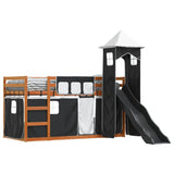 Bunk Bed without Mattress with Slide White and Black 90x190 cm Single