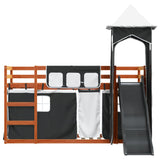 Bunk Bed without Mattress with Slide White and Black 90x190 cm Single