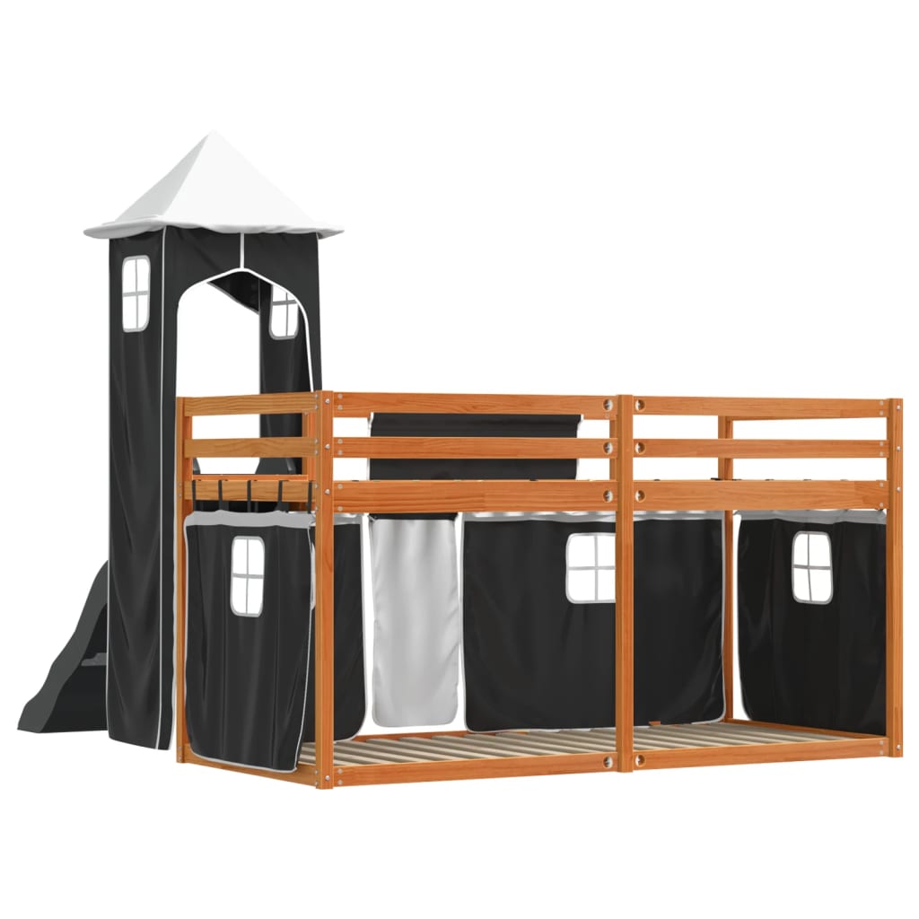 Bunk Bed without Mattress with Slide White and Black 90x190 cm Single