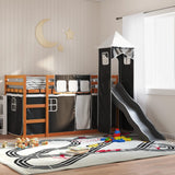 Bunk Bed without Mattress with Slide White and Black 90x190 cm Single