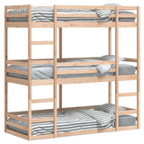 Triple Bunk Bed without Mattress 90x190 cm Single Solid Wood Pine