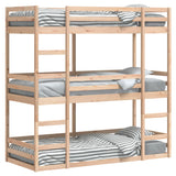 Triple Bunk Bed without Mattress 90x190 cm Single Solid Wood Pine