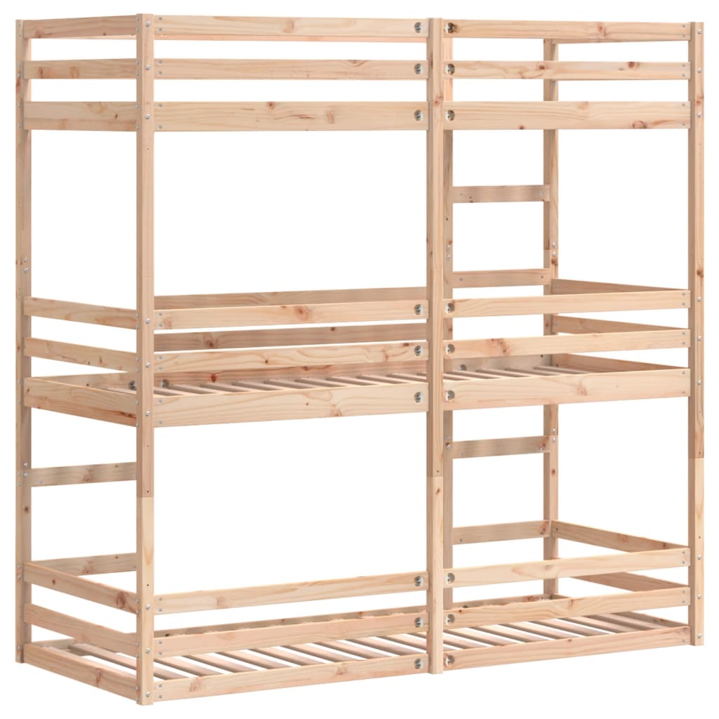 Triple Bunk Bed without Mattress 90x190 cm Single Solid Wood Pine