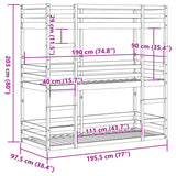 Triple Bunk Bed without Mattress 90x190 cm Single Solid Wood Pine