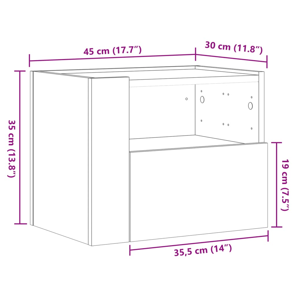 Wall-mounted Bedside Cabinet White 45x30x35 cm