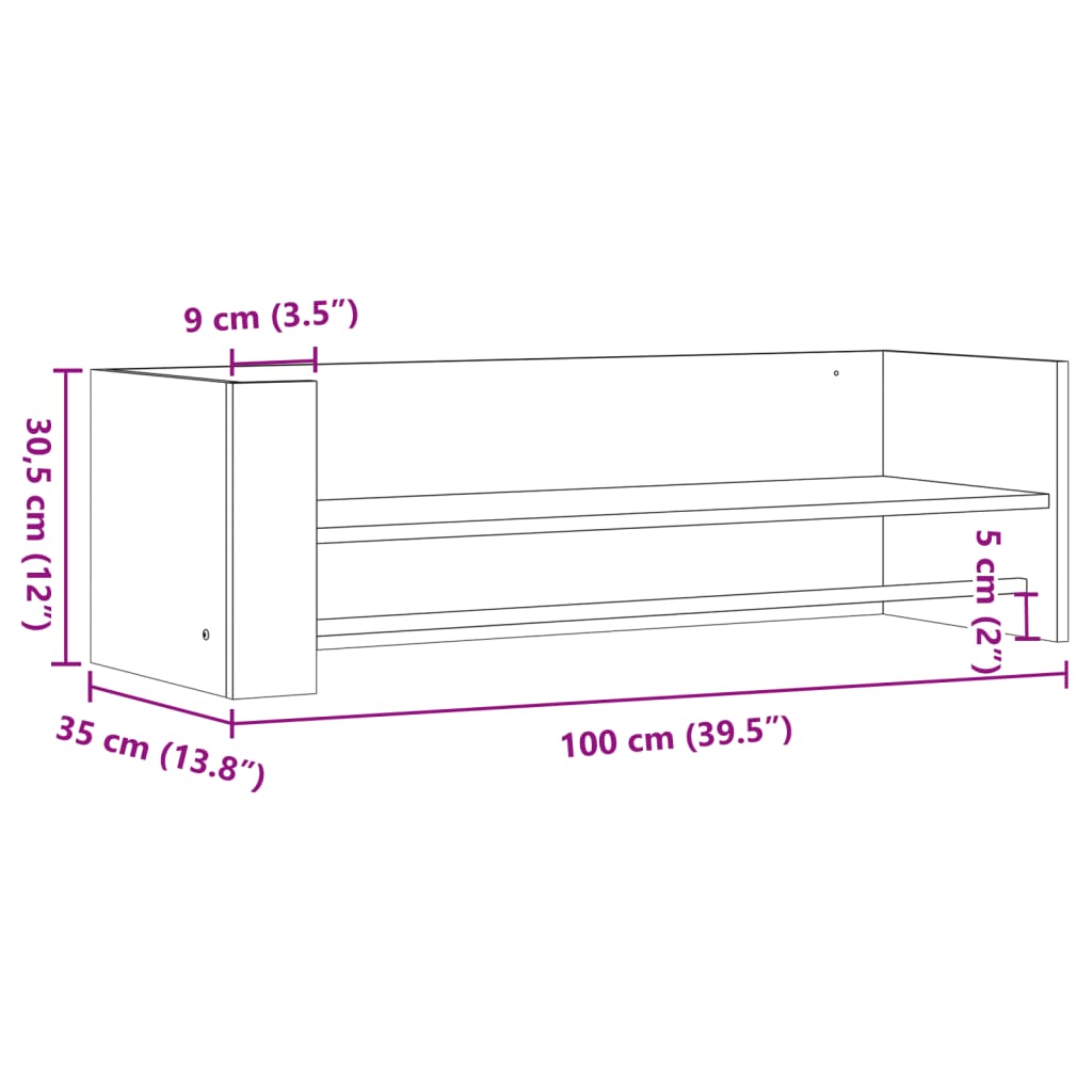 Wall Shelf Sonoma Oak 100x35x30.5 cm Engineered Wood