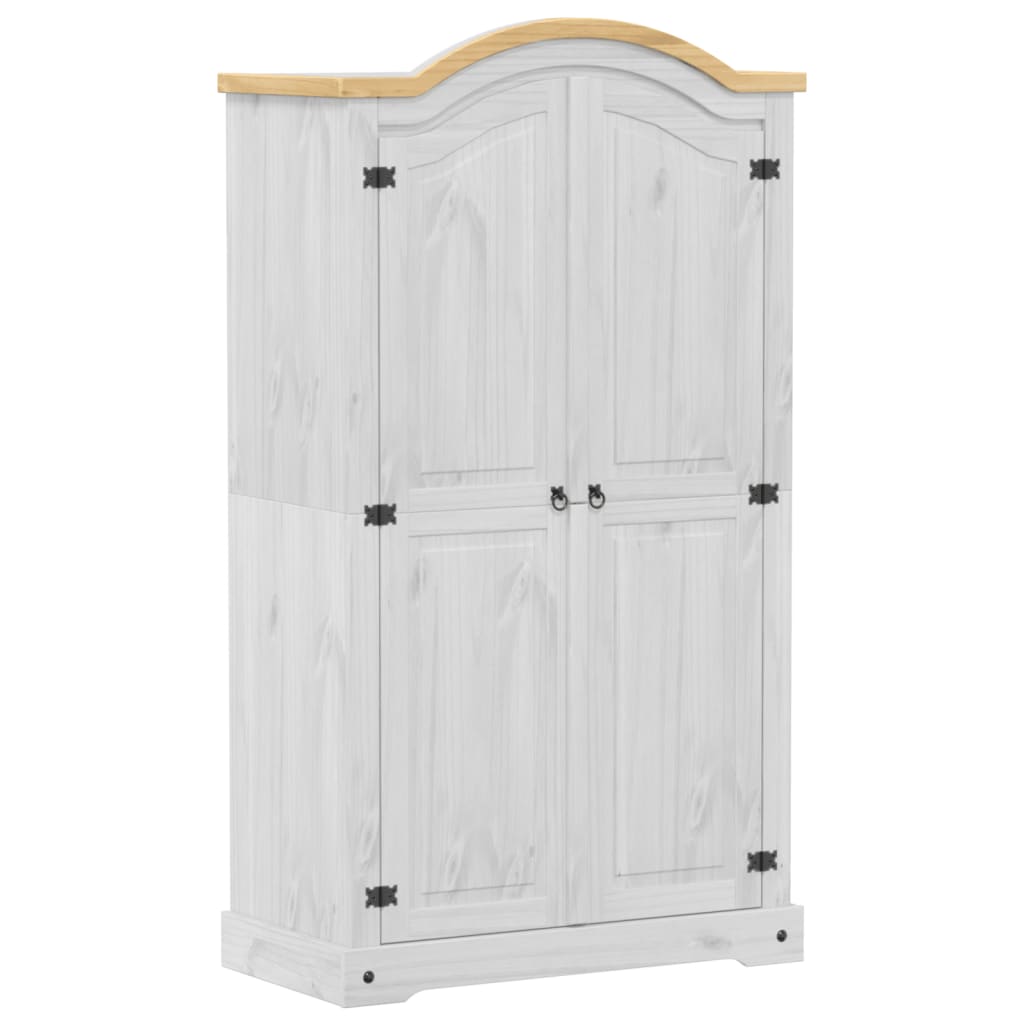 Wardrobe Corona White 102x52x186 cm Solid Wood Pine